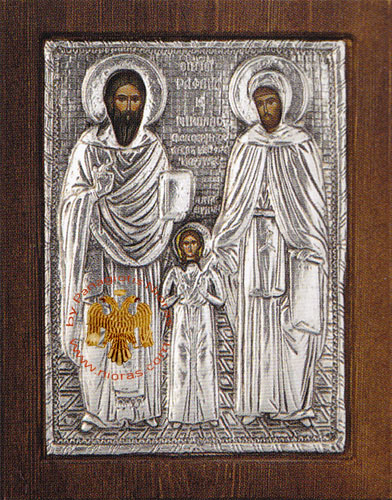 Saint Raphael, Nicholas & Irene Silver Plated Icon
